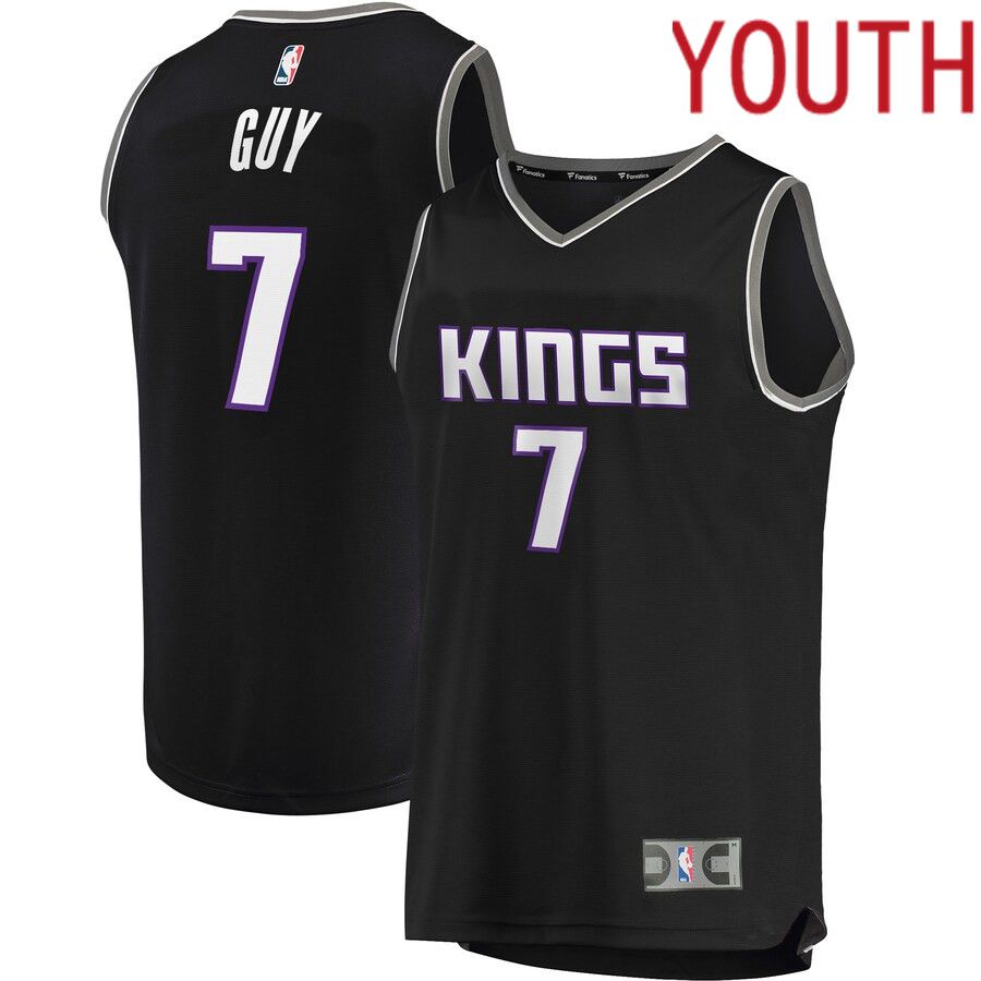 Youth Sacramento Kings #7 Kyle Guy Fanatics Branded Black Fast Break Replica NBA Jersey